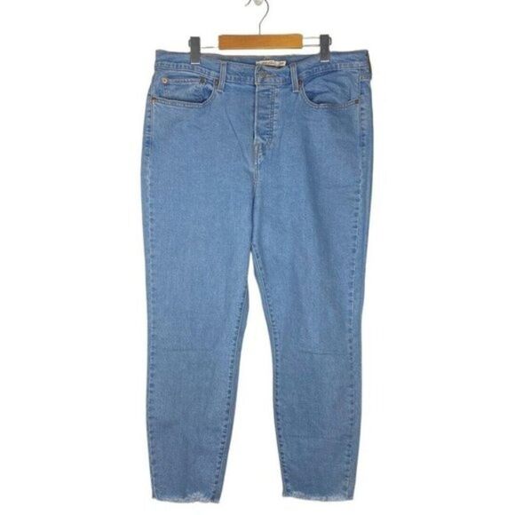 Levi's Women's Blue Wedgie Raw Hem Skinny Fit Denim Jeans Arctic Chill US 18W - Picture 1 of 11